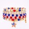4th of July American Flag Bracelets for Women – Patriotic Red, White & Blue Beaded Stretch Bracelets, Boho Heishi Surfer Charm Set, Summer Beach Jewelry